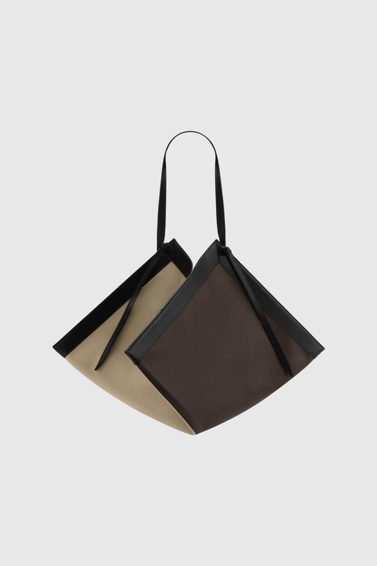 LARGE WONTON - COFFEES PEBBLE GRAINED LEATHER
